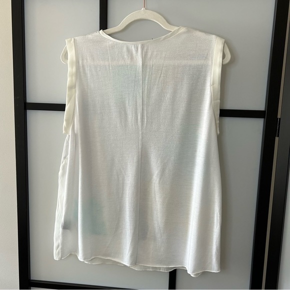 [L] Zac & Rachel White Floral Watercolour Style Sleeveless Blouse Tank Top - Picture 5 of 10